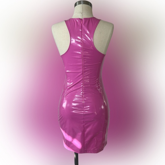 Barbie Pink Leather Bodycon Dress - Picture 2 of 3